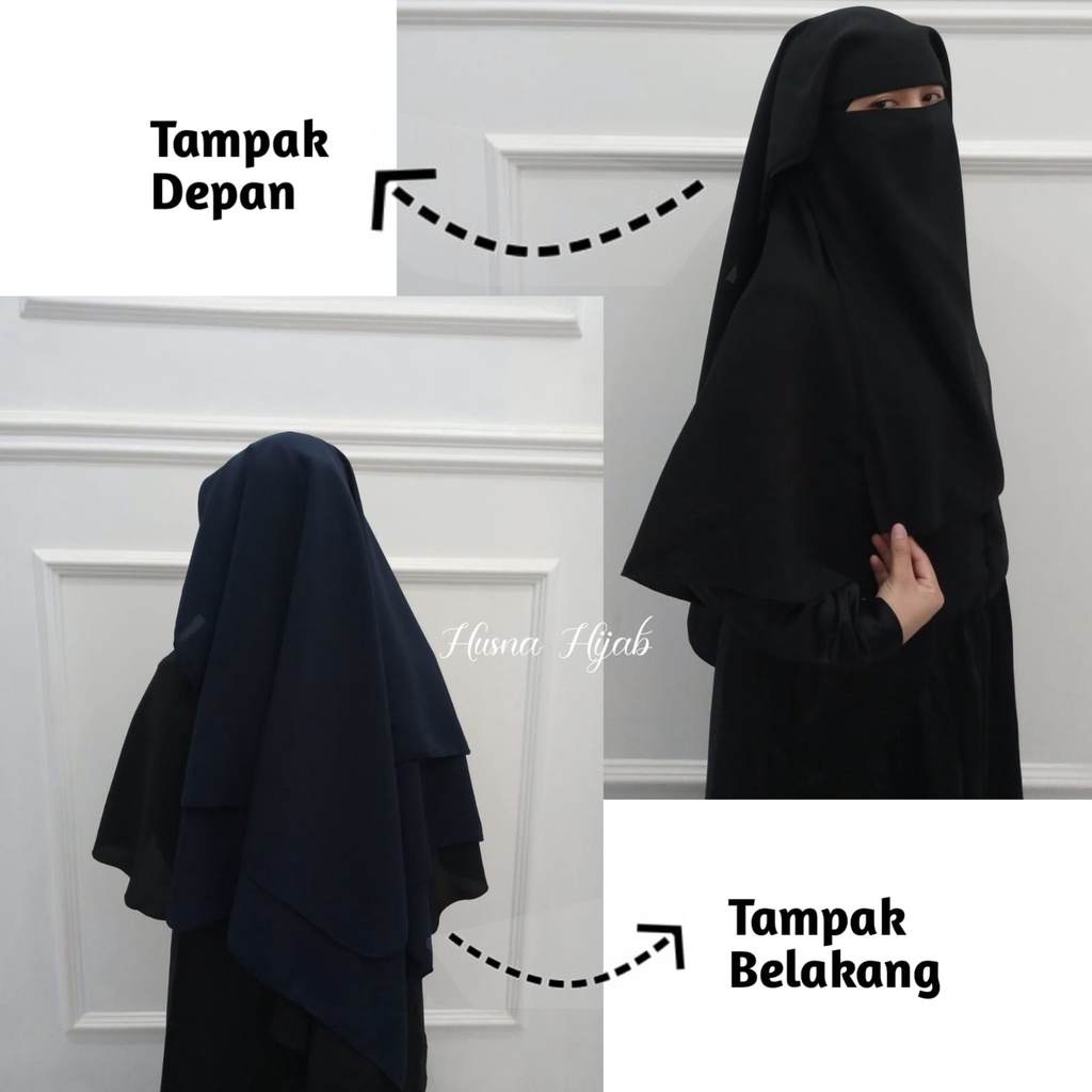 [HUSNA HIJAB] Niqob Yaman Long 2 Layer / Niqob Yaman 2 Layer Wolfis / Yaman 2 Layer