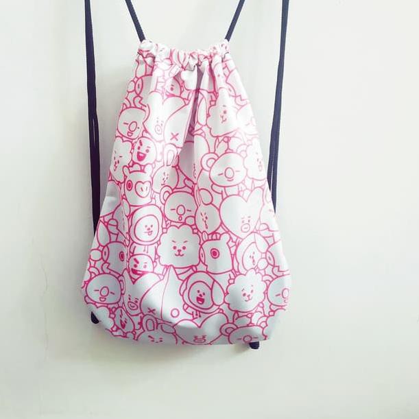 TAS SERUT STRING BAG GYMSACK KOREAN STYLE BT21  BLACK 