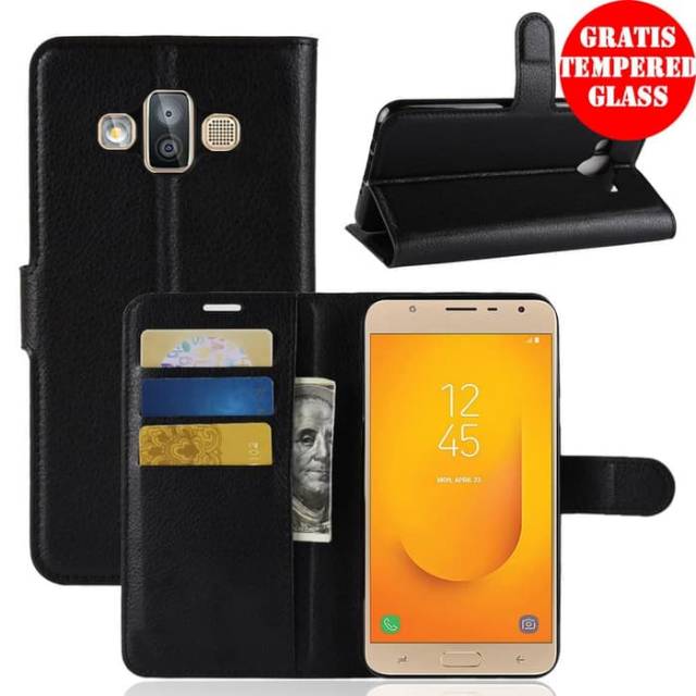 Flip Case Samsung Galaxy J7 DuoDompet Kulit Leather PU Flip Case Cover