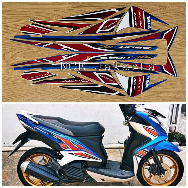 STIKER STRIPING MOTOR XEON RC 2013 BIRU