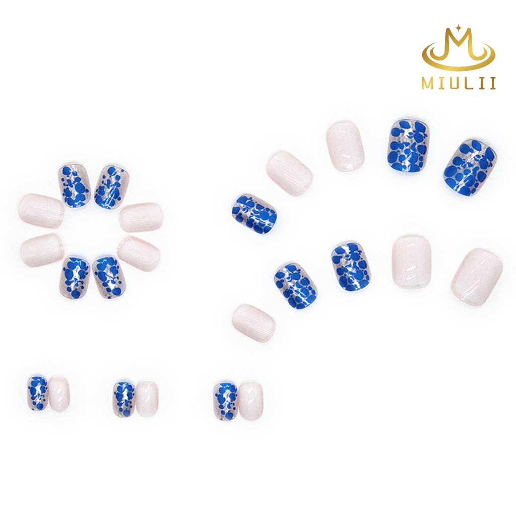 MIULII / KUKU PALSU  A0435  / 24PCS / 3D / NAIL ART / PREMIUM / CUTE / BIRU / FREE LEM JELLY / KUTEK