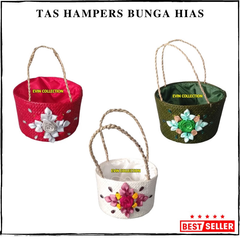 Keranjang Parcel Anyaman Isi 1 Toples Variasi Bunga Hias Tas Hampers Anyaman Pandan