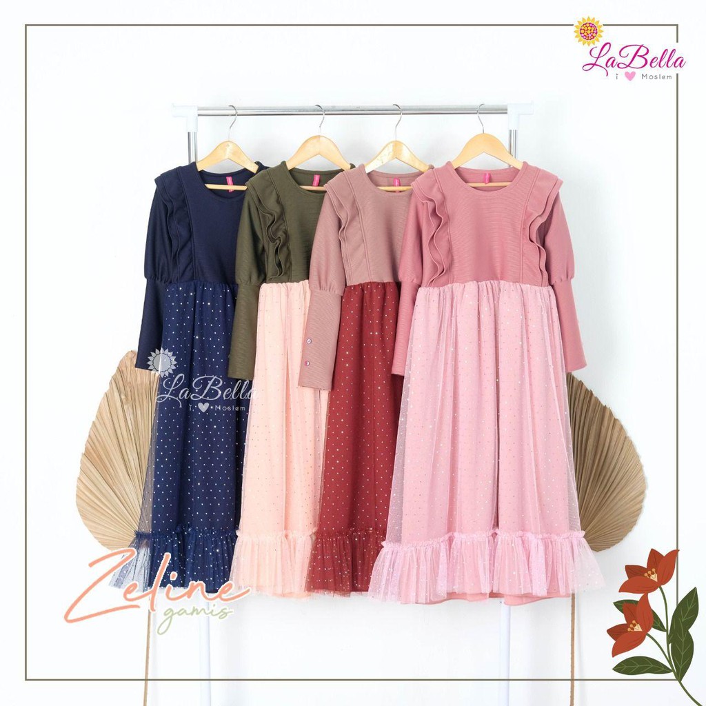 READY ZELINE LABELLA Baju muslim anak Perempuan Gamis anak Pesta gamis tile anak perempuan