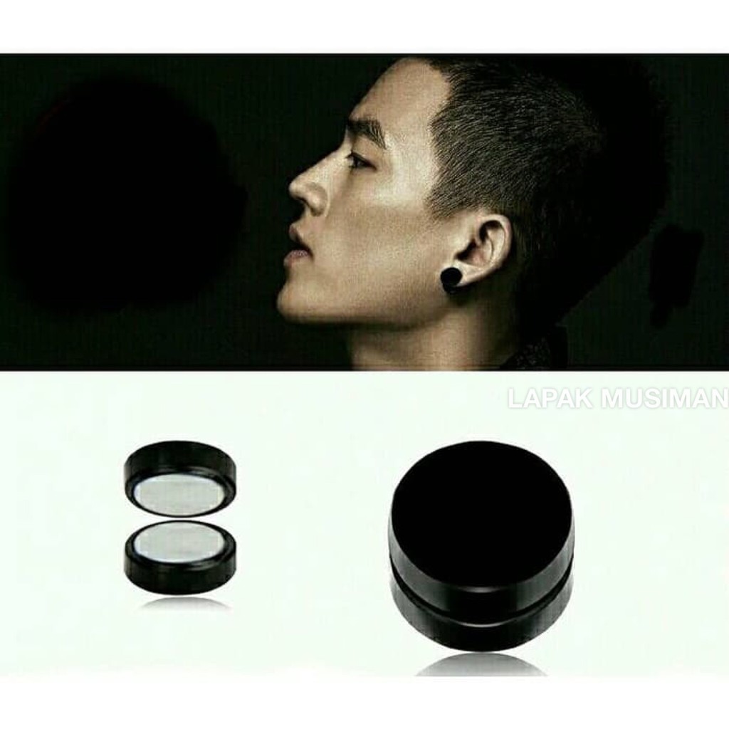 [Bayar di Tempat] ANTING PRIA TITANIUM HITAM MODEL MAGNET - GARANSI ORIGINAL