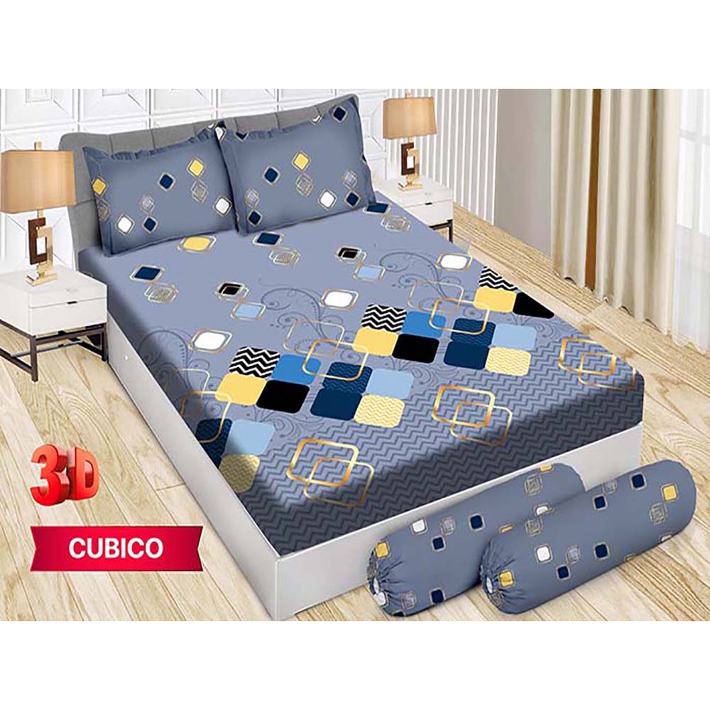 Sprei Bonita 3D Bantal 4 King 180x200 cm Motif Cubico