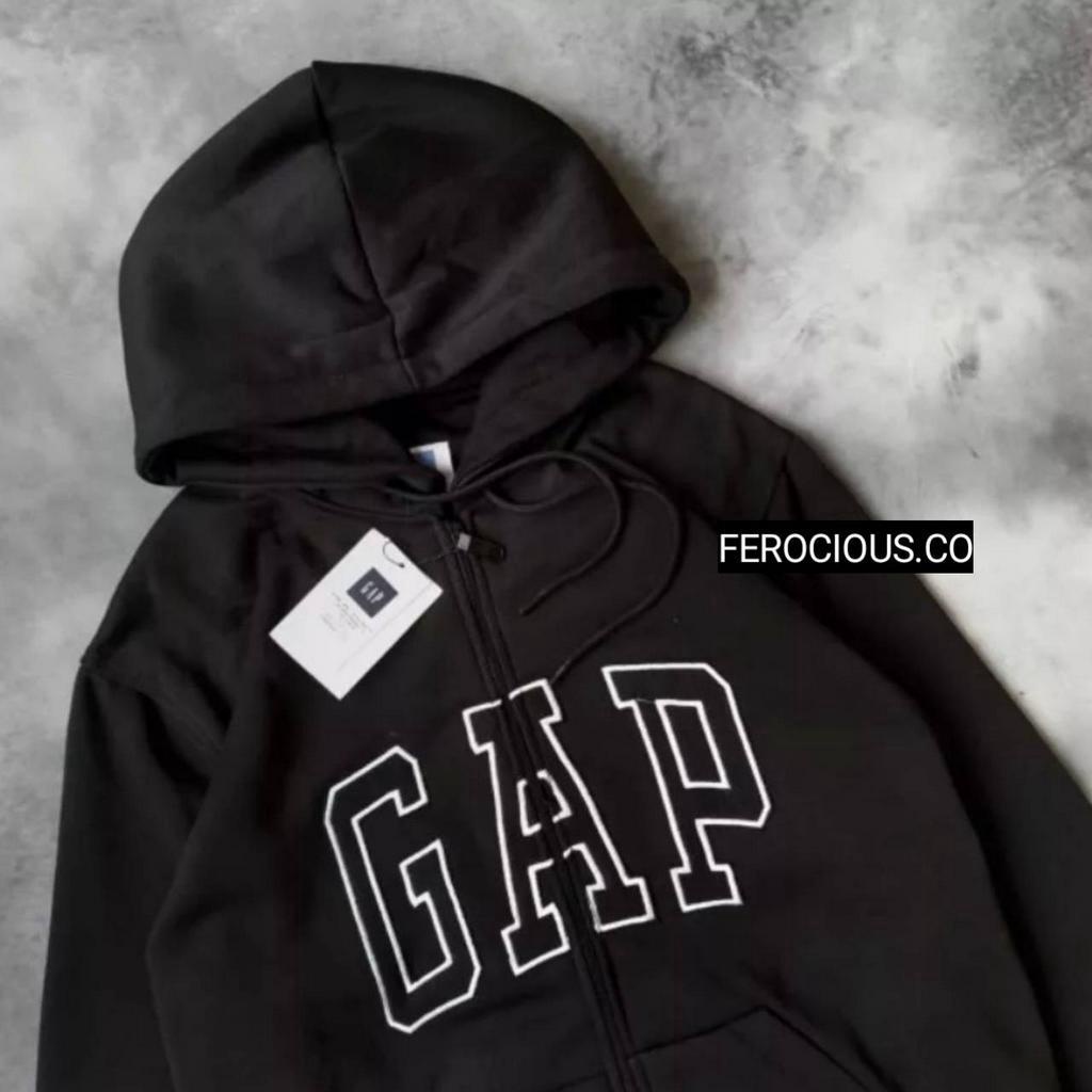 JAKET SWEATER HOODIE ZIPPER G4P ARCH LOGO KREM PREMIUM AUTHENTIC TERLARIS PREMIUM