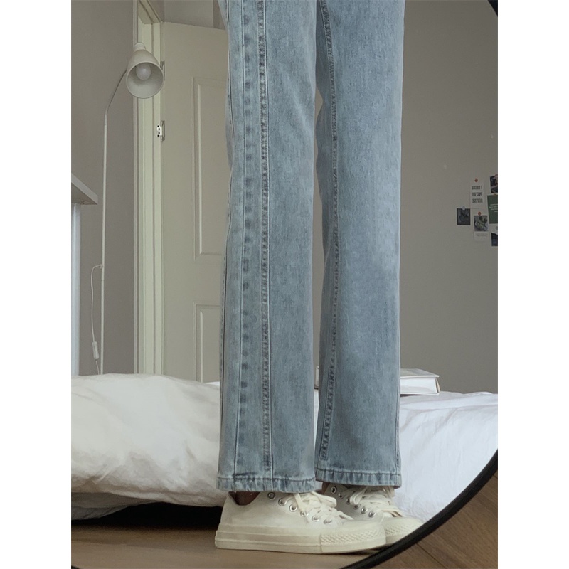 Korean style straight leg  loose light blue jeans