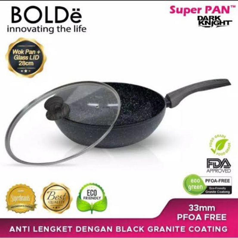 Bolde Wok Wajan Keramik 28 cm + Glass Lid Black Dark Knight