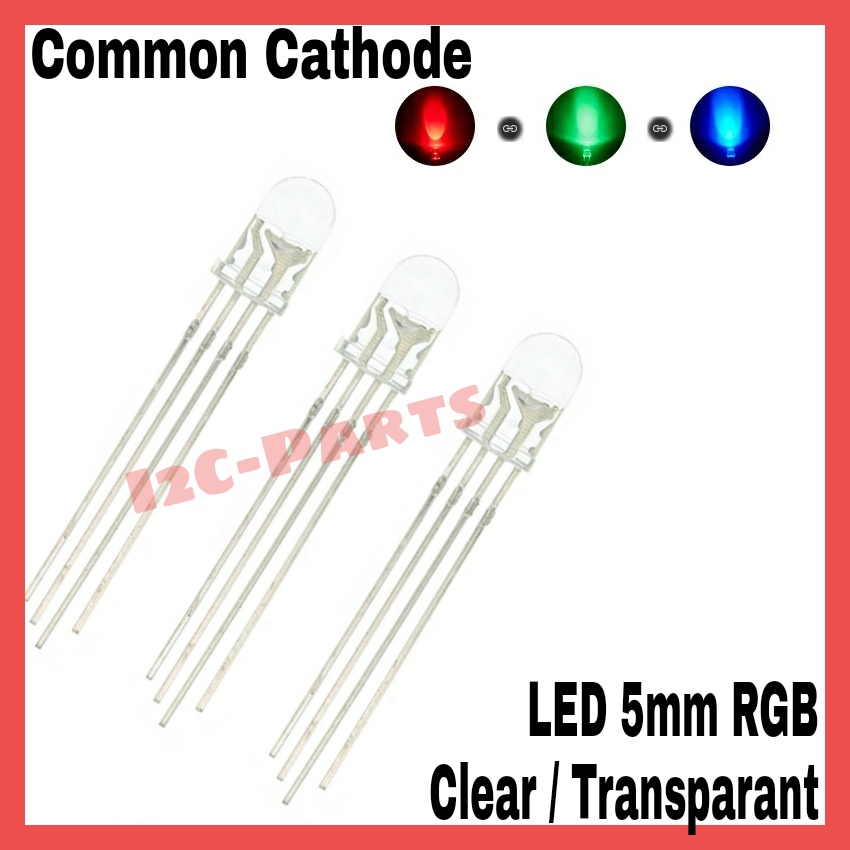 LED RGB Common Cathode 4P Clear Round Hat Red Green Blue 5 mm Transparan