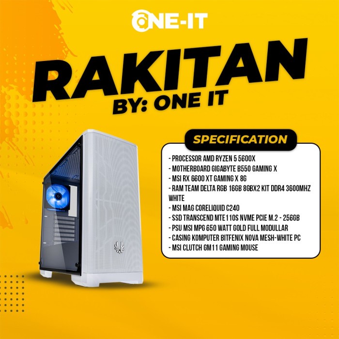PC RAKITAN RYZEN 5 5600X | RX 6600 XT | RAM 16 GB | SDD 256 GB