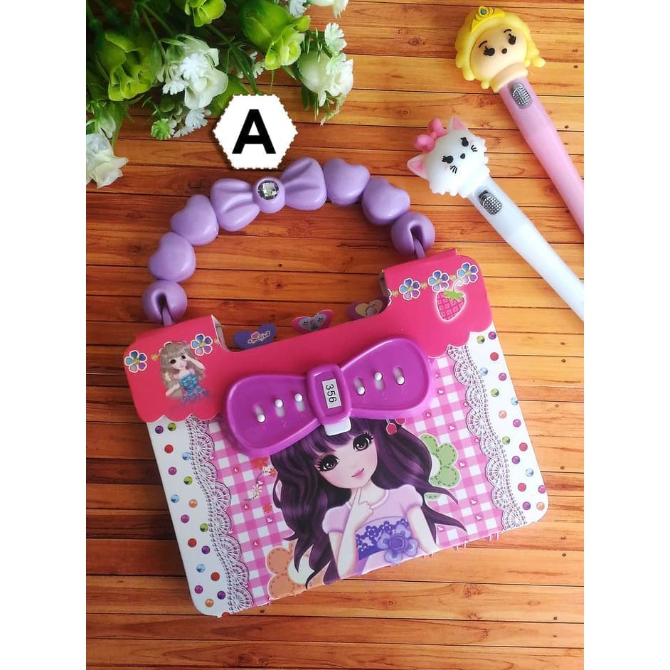 

Buku Diary Ring Kunci Password Tas Tenteng Kecil-Cherry Girl 85 KXQB