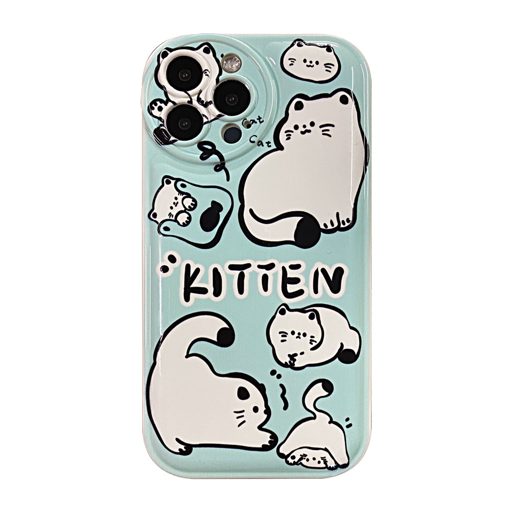 Case Pelindung Bahan Silikon Motif Kartun Kucing Putih Untuk Iphone 7 8 Plus SE 2020 11 XS XR 12 13 PRO MAX