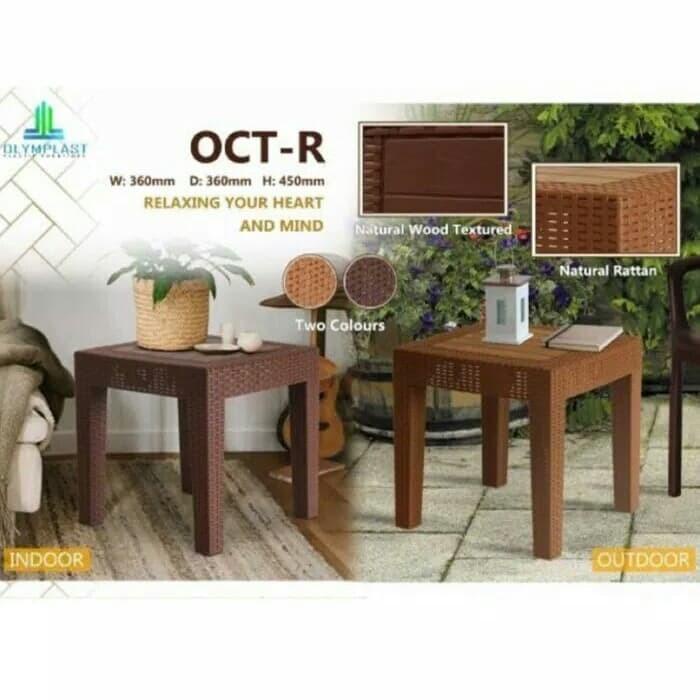 Meja Teras Tamu Sofa Coffee Plastik Anyaman Rotan