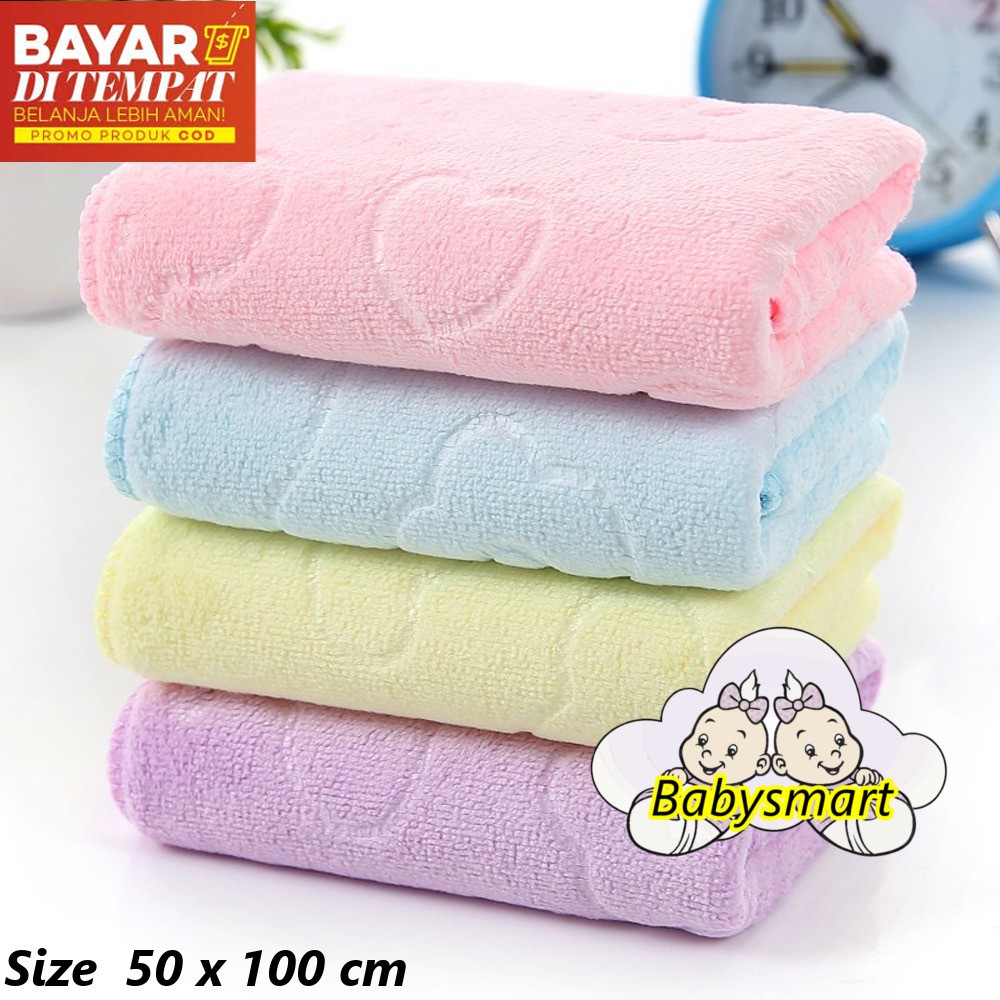 Babysmart - Handuk Bayi /Anak ukuran 100 x 50 cm Microfiber EMBOSS Premium Quality/Baby Towel/Handuk