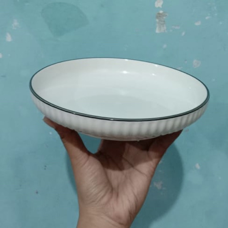 P 96 Piring Keramik Datar Cekung Piring Polos Putih Japan Korea Style-7” Putih Polos