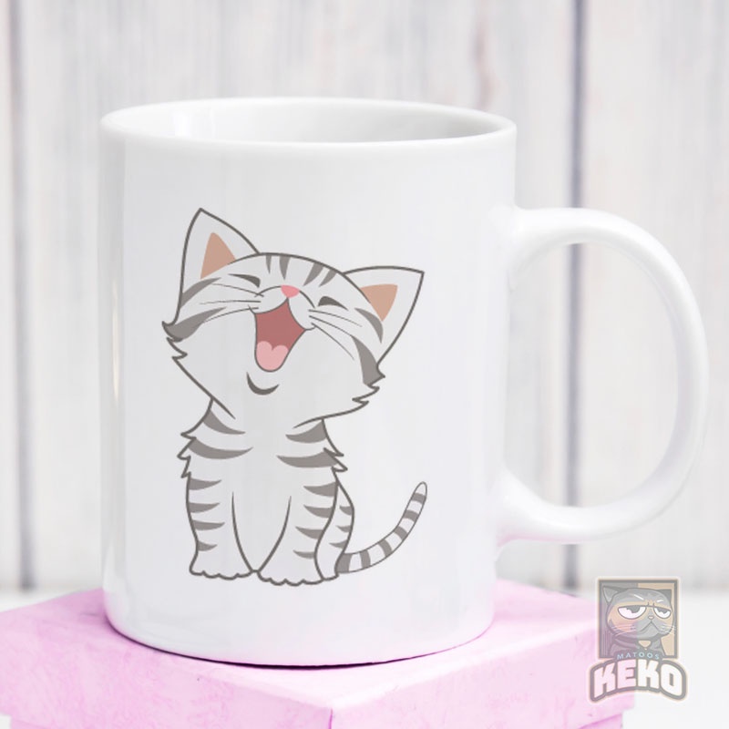 3333 Grey American Shorthair Kitten Mug Gelas Keramik Unik