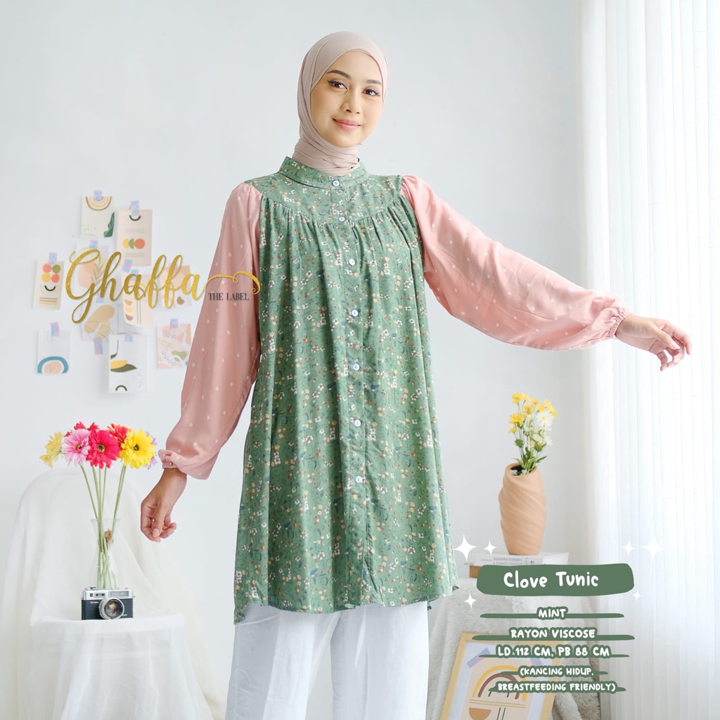 Atasan Tunic Tunik Kemeja Blouse Fashion Muslim Pastel Korea Motif Polkadot Wanita Kekinian Vintage 