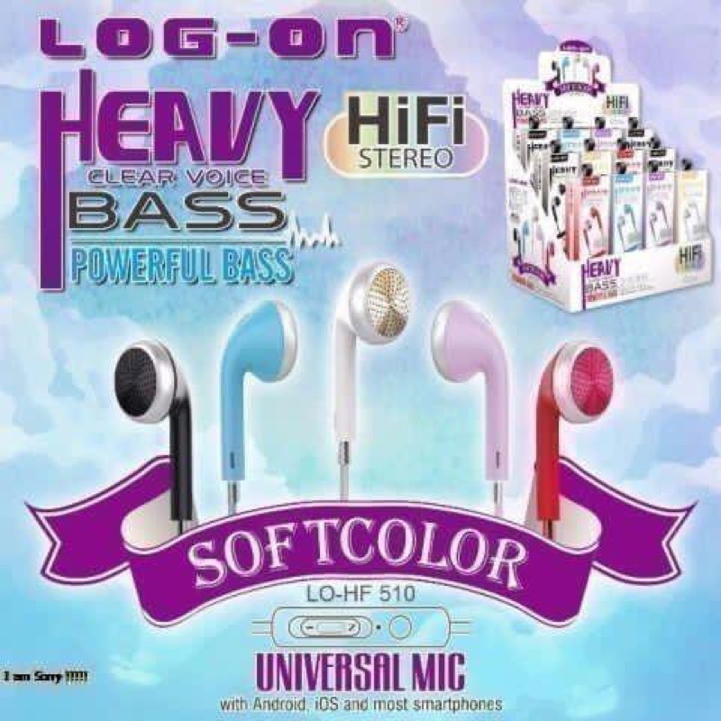 HANDSET HANSFREE HEADSET EARPHONE LOGON UNIVERSAL SOFT COLOR LO-HF510