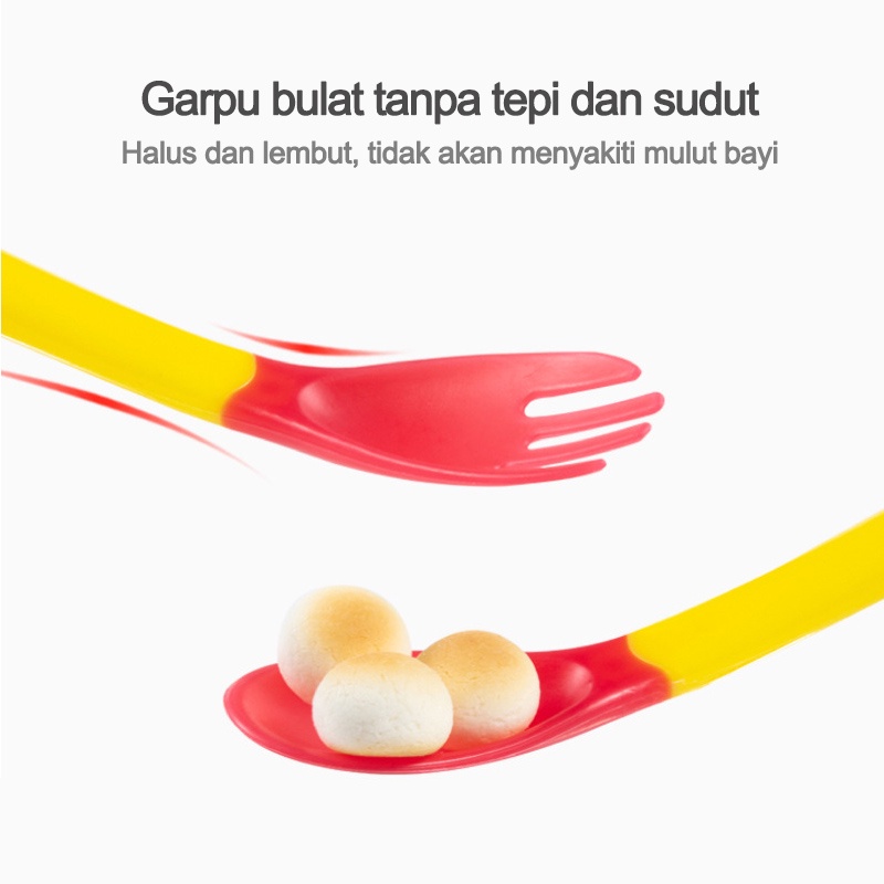 Sendok makan bayi silikon / Sendok dan Garpu Pengubah Suhu Bayi/Sendok Dan Garpu Pengubah Suhu Bayi Silikon Lembut/C 26