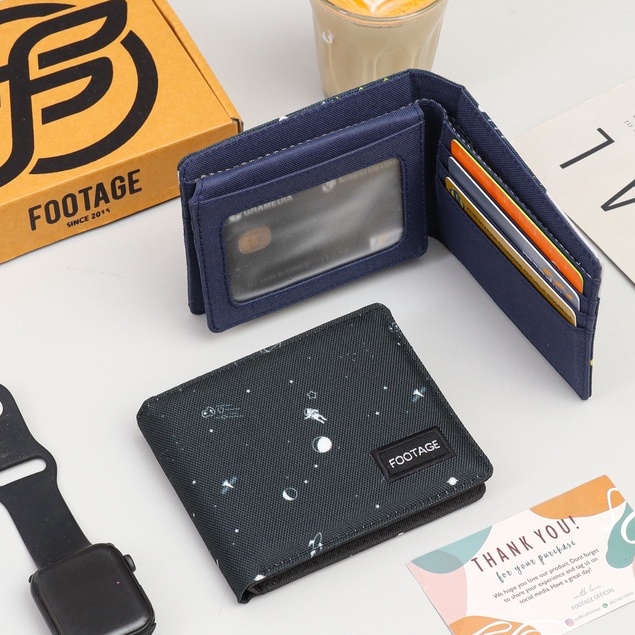 Dompet Pria Lipat Kanvas Anti Air Bifold Wallet Cowok Laki Laki Footage Motif Astronut