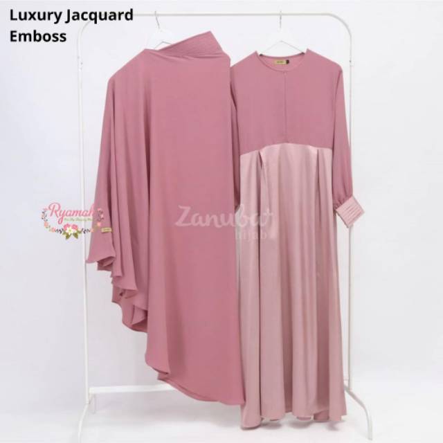 READY GAMIS SET KHIMAR LUXURY JACQUARD EMBOS BY ZANUBA HIJAB