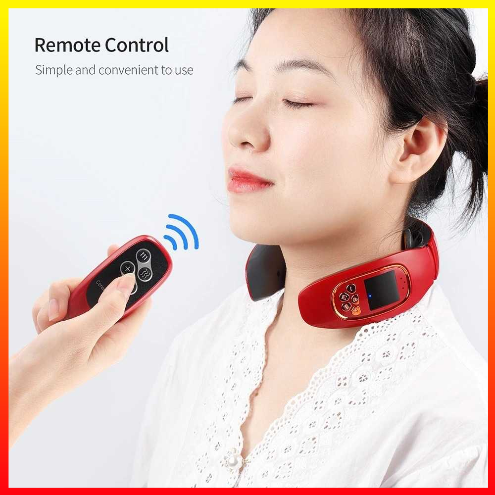 Pemijat Tulang Belakang Leher Bahu Elektromagnetik Kompres Panas Sensitif Suhu Remote Control Foreverlily - 7RHREDGY