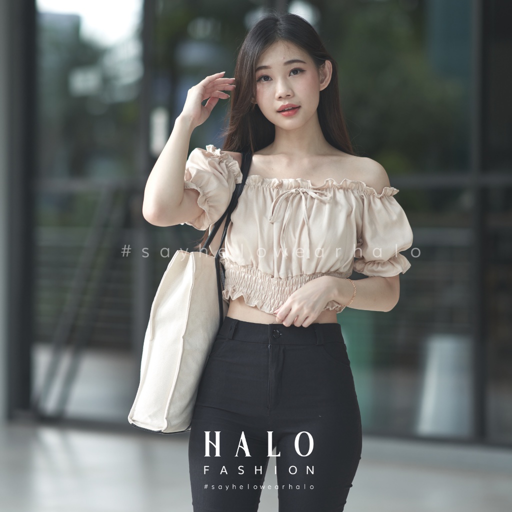 [HaloFashion] Anandara Sexy Sabrina Crop Top Basic Top Korean Fashion