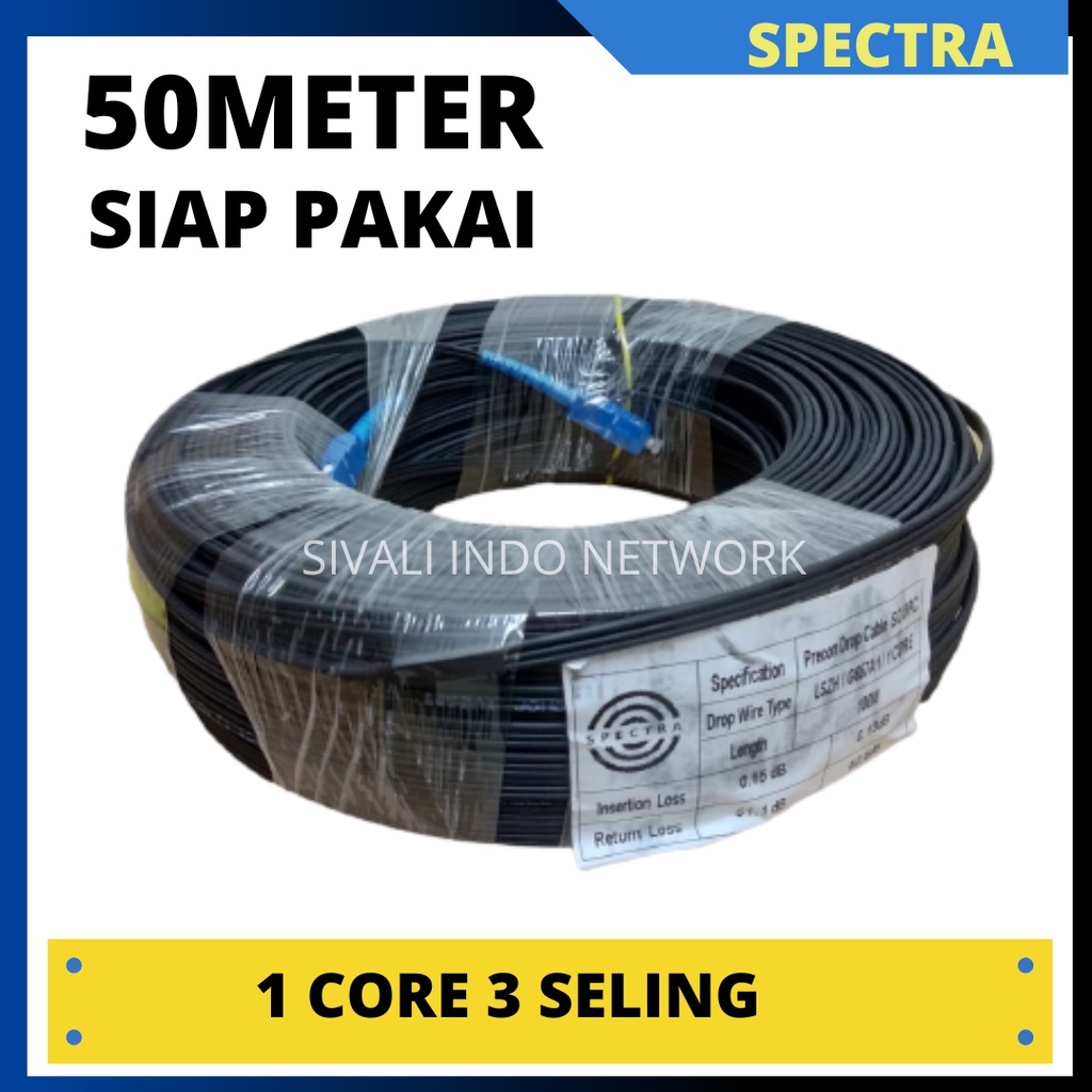 50 METER KABEL FIBER OPTIK SPECTRA KABEL FO  1 CORE  3 SELING SC UPC PRECON