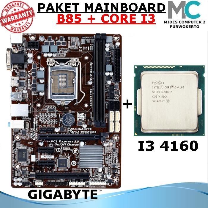 Paket Mainboard Intel LGA 1150 B85 Dan Processor Core I3 Haswel