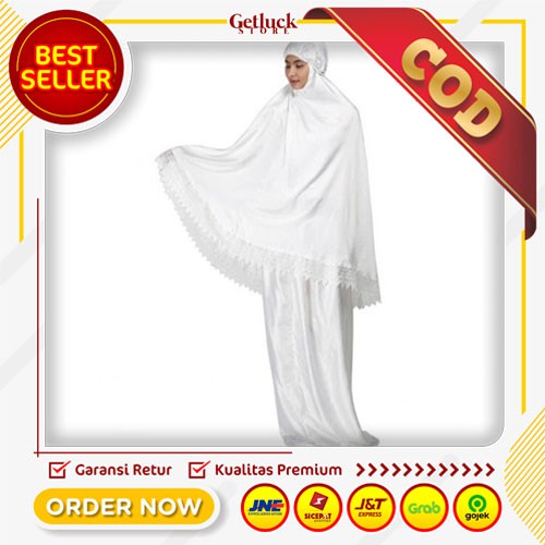 Mukena putih polos + tas premium sutra kombinasi brokat import termurah terlaris telekung COD ST439