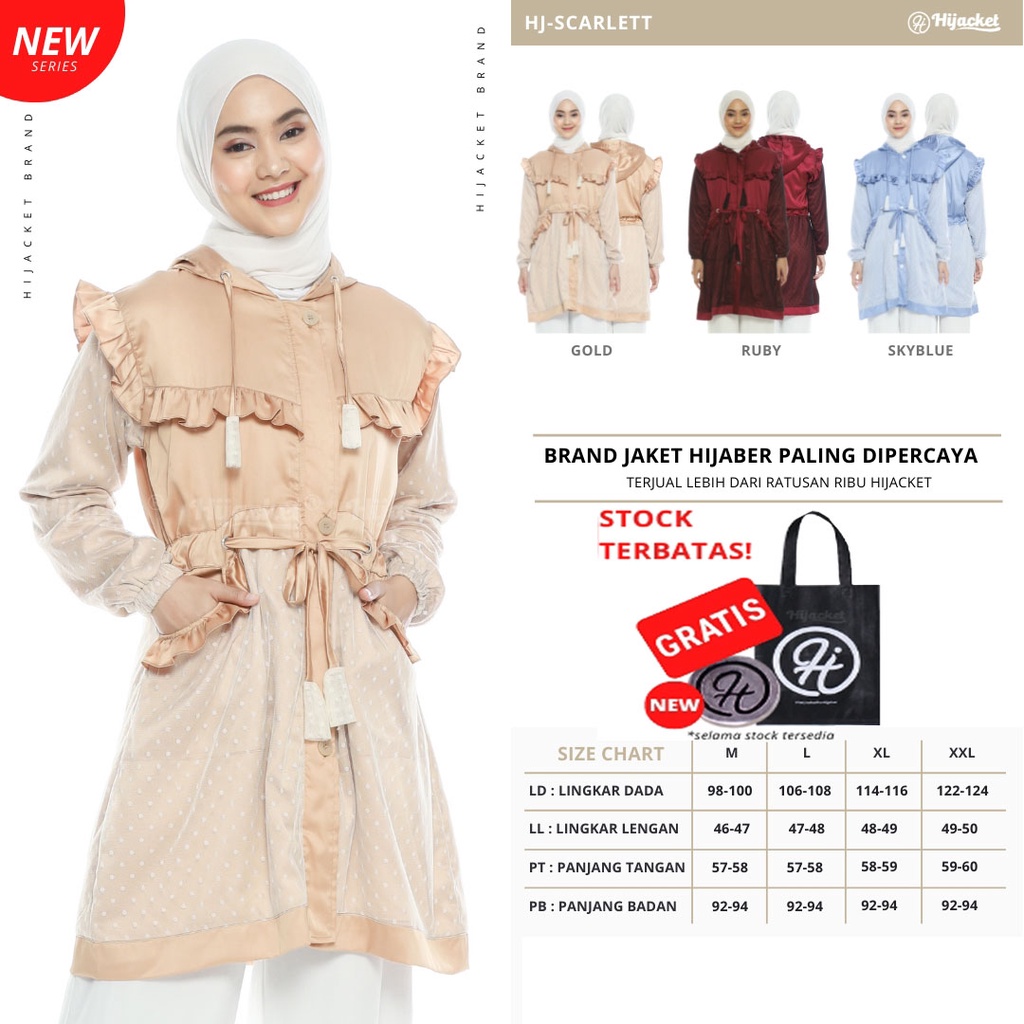 HIJACKET - Jaket Hijaber SCARLETT | Jaket Wanita Panjang | Outerwear For Hijaber