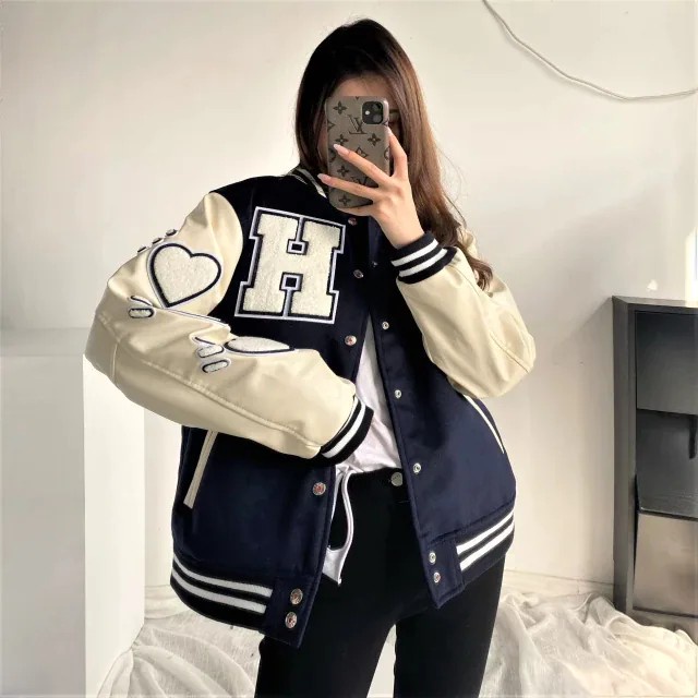 H Homan Made Jaket Baseball Outerwear Jacket Base Ball Casual Daily Premium Unisex