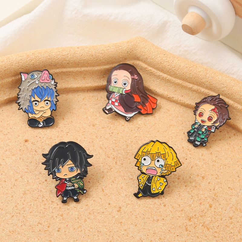 Bros Pin Enamel Desain Anime Demon Slayer 5 Gaya Jepang Untuk Hadiah