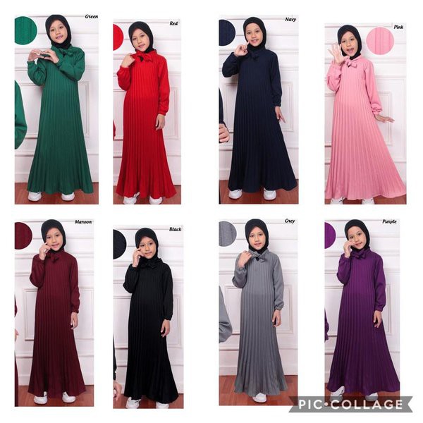 GAMIS PLISKET ANAK / GAMIS PLISKET MAXY ANAK / GAMIS PITA TALI ANAK 3-12 TH