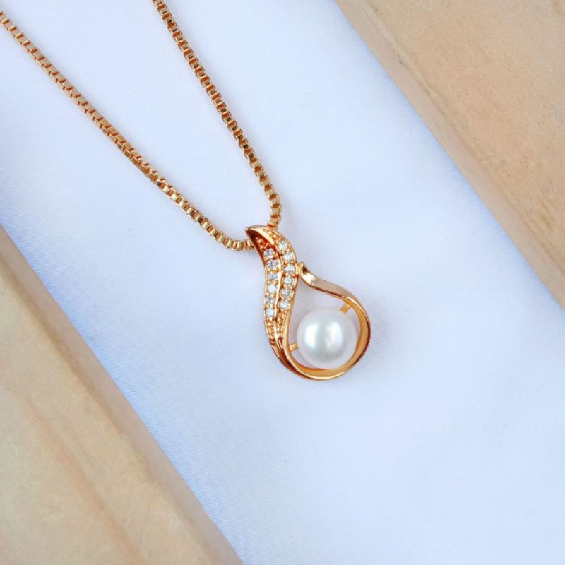Kalung liontin mutiara tawar bersertifikat mutiara Lombok / kalung wanita murah / kalung liontin / k