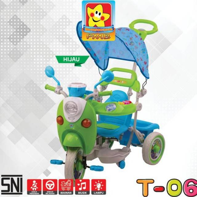 Sepeda Roda Tiga Anak balita Tricycle dobel musik PMB T06