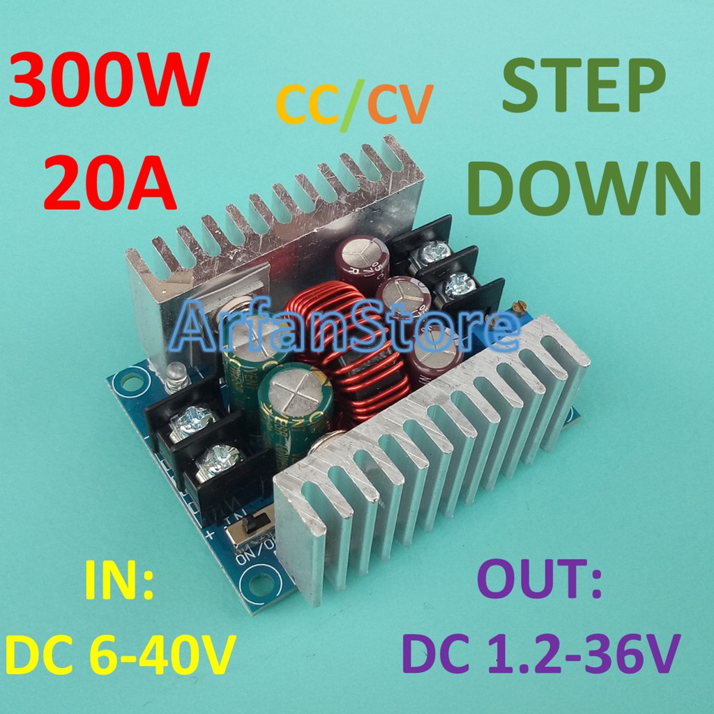 Step Down 20A 300W DC Buck Converter Module Adjustable Amp Volt CC CV