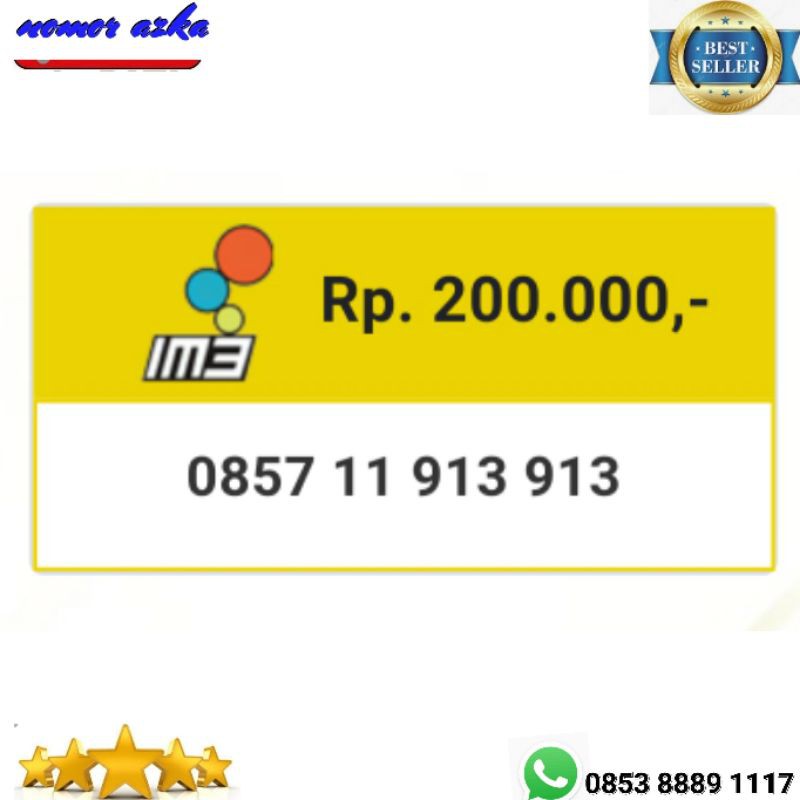 Nomor Cantik im3 seri dauble ABC 913913 rapi