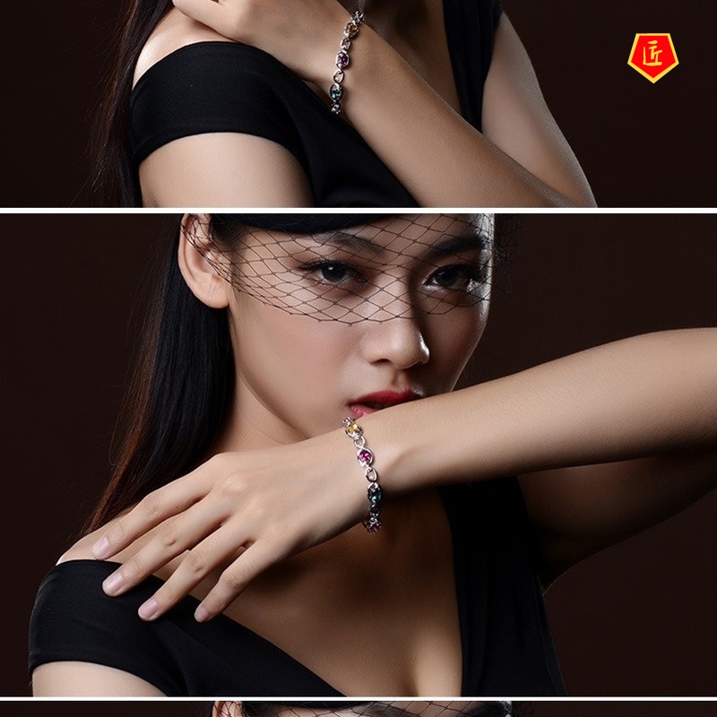 [Ready Stock]Elegant Creative Colored Gems Ruby Bracelet