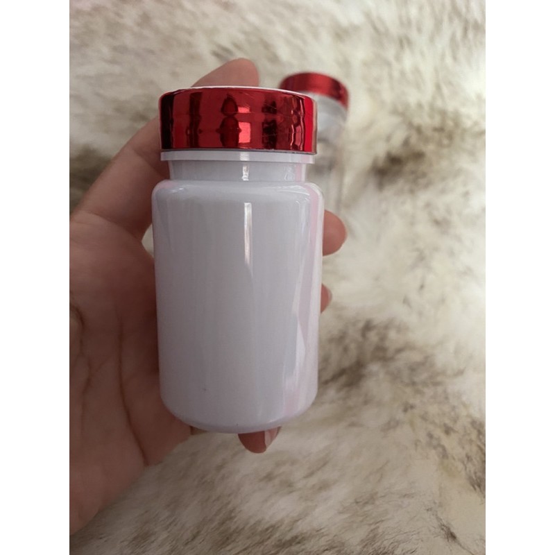 BOTOL Kapsul herbal - Botol Obat Plastik Tutup Merah [ 100ml ]