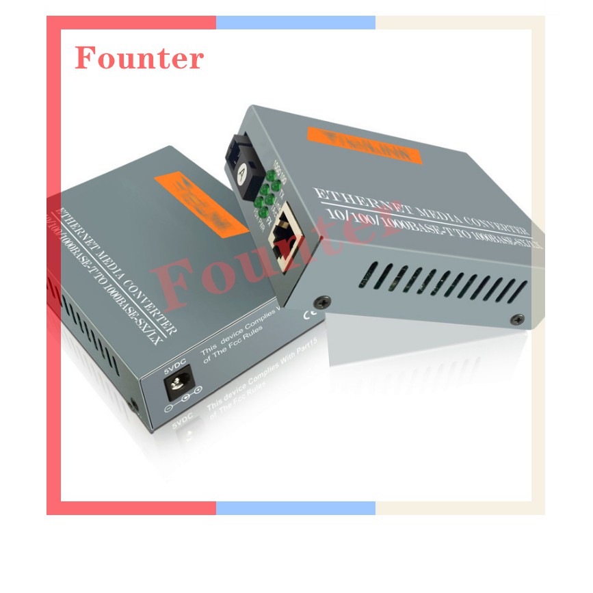 【With adapter】1 Pair HTB-GS-03 A/B Gigabit Fiber Optical Media Converter 1000Mbps Single Mode Single Fiber SC Port with Power Supply