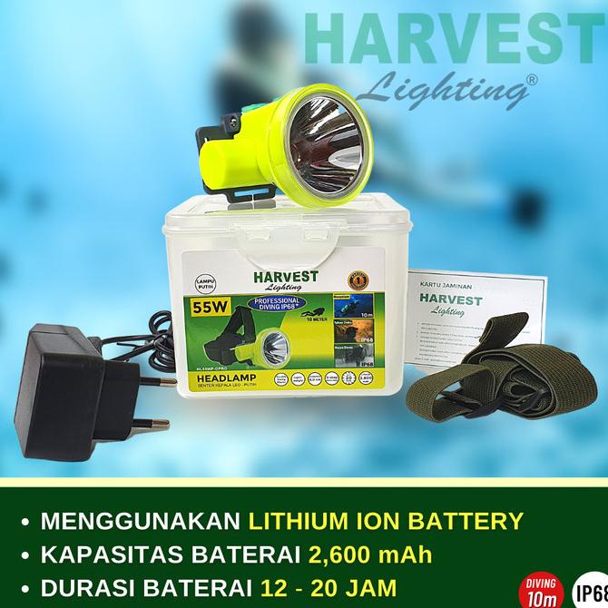 55W HEADLAMP PROFESSIONAL DIVING IP68 HARVEST LED SENTER KEPALA SELAM