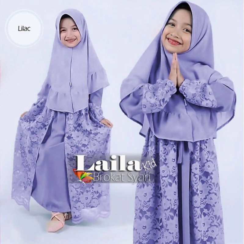 SYARI KID ANAK LAILA, BRUKAT, MOSCREPE, GAMIS, HIJAB, MUSLIM, DRESS