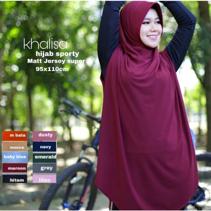 HIJAB SPORTY SYAR'I MUSLIMAH OLAHRAGA KHALISA JERSEY SUPER - ummiyunni hijab-Maroon