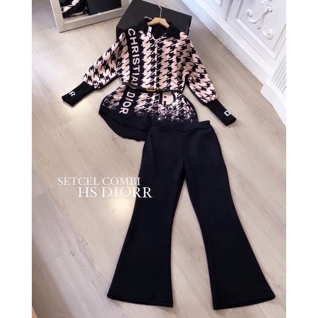 SETCEL DIO ( kemeja + kulot )-Combi hs diorr