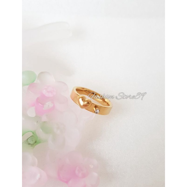 Cincin Titanium import Antikarat Gold Love Permata Timbul Ring Dewasa Impor Antikarat Fashion