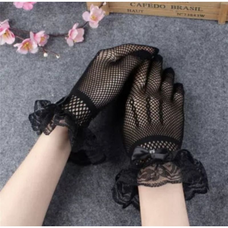 Sarung tangan pengantin/bridal wedding gloves model jaring