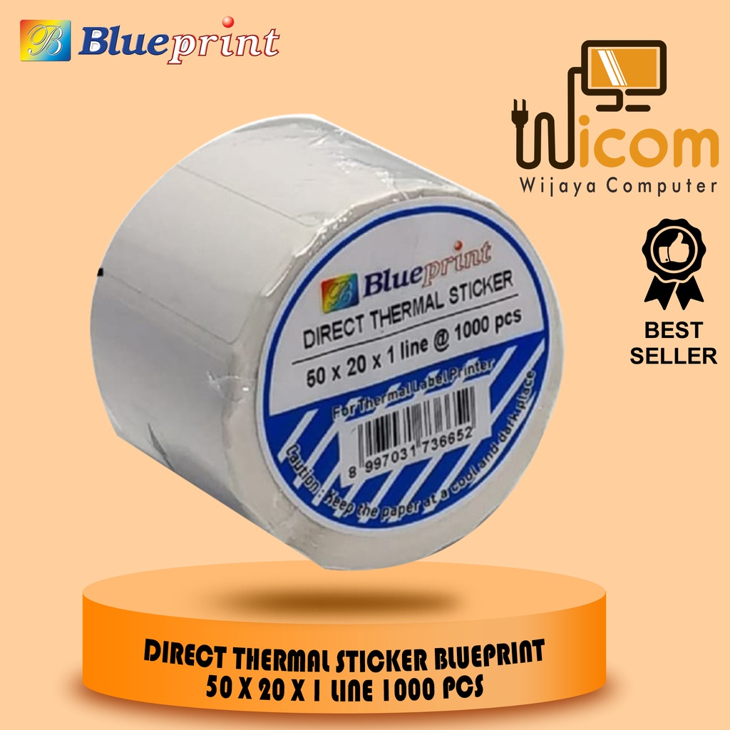 

DIRECT THERMAL STICKER / LABEL STIKER BLUEPRINT 50x20x1 LINE Isi 1000