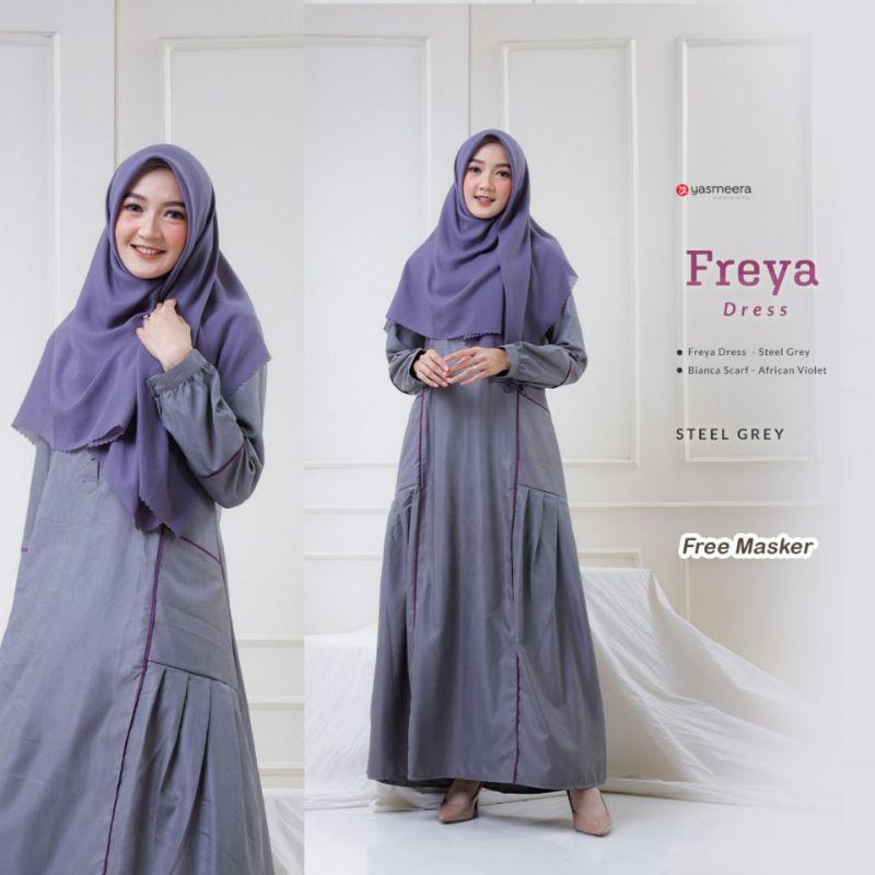 Freeya by Yasmeera Gamis Baby Corduroy warna steel grey abu keunguan ld 92 pb 134 cm