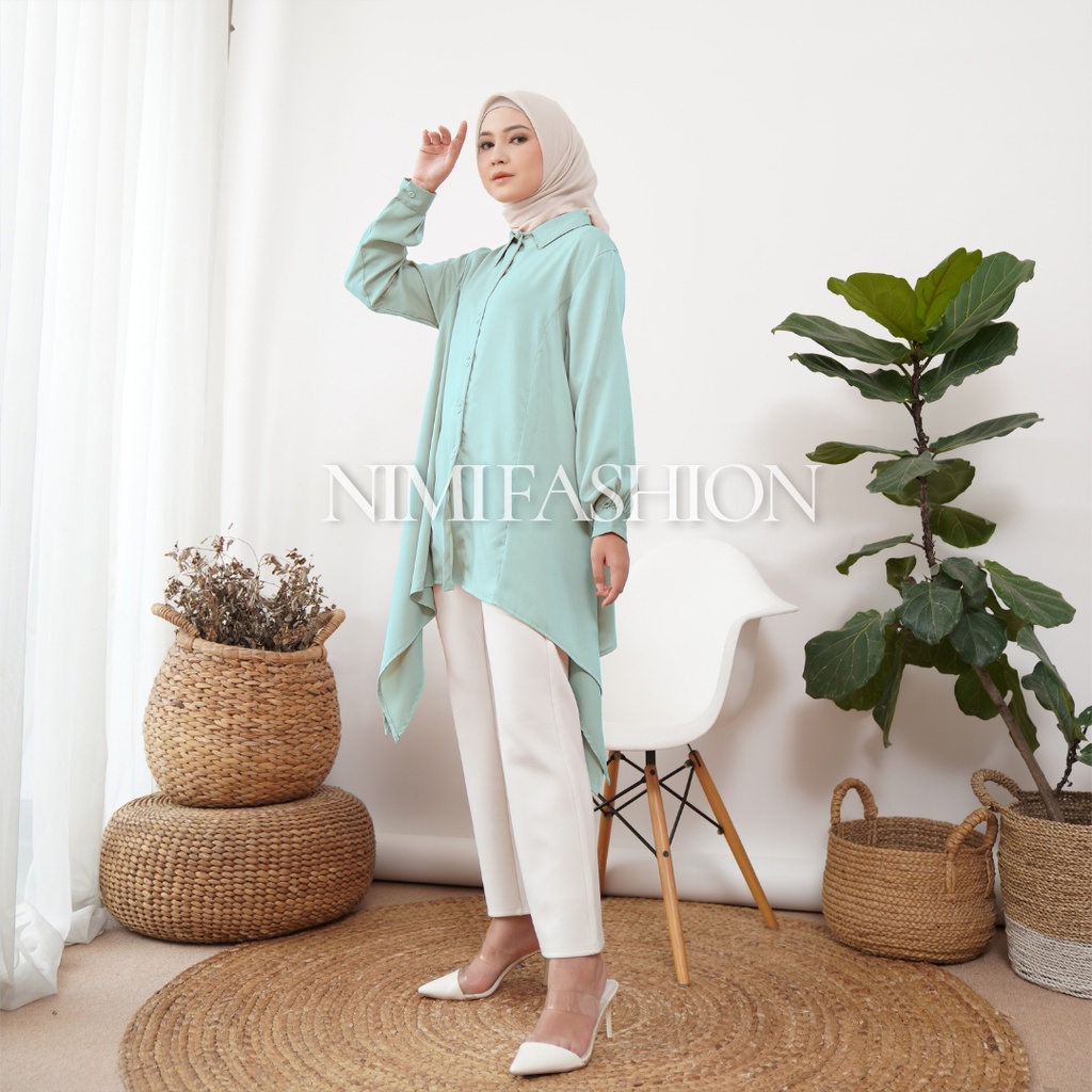 Nimi Kemeja Wanita Oversize Bella Double Button Shirt